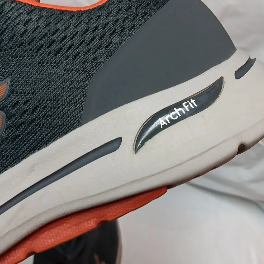 Skechers Men's Arch Fit Grey and Orange Shoes Size 12
